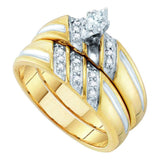 10kt Yellow Gold His Hers Marquise Diamond Solitaire Matching Wedding Set 1/3 Cttw