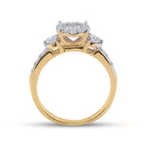 14kt Yellow Gold Princess Diamond Bridal Wedding Ring Band Set 1-1/2 Cttw