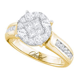 14kt Yellow Gold Princess Round Diamond Cluster Bridal Wedding Engagement Ring 1 Cttw