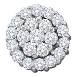 14kt White Gold Womens Round Diamond Circle Frame Flower Cluster Earrings 1-1/2 Cttw