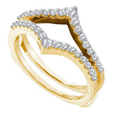 14kt Yellow Gold Womens Round Diamond Ring Guard Wrap Enhancer Wedding Band 1/2 Cttw