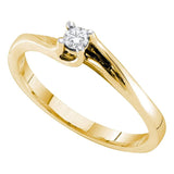 14kt Yellow Gold Womens Round Diamond Solitaire Promise Ring 1/10 Cttw