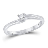14kt White Gold Womens Round Diamond Solitaire Promise Ring 1/10 Cttw