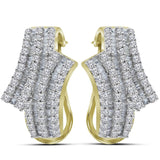 14kt Yellow Gold Womens Round Baguette Diamond Bypass Hoop Earrings 1 Cttw