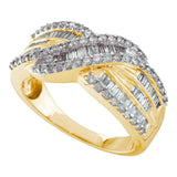 14kt Yellow Gold Womens Round Diamond Crossover Band Ring 3/4 Cttw