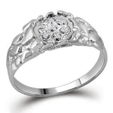 Sterling Silver Mens Round Diamond Cluster Nugget Ring 1/20 Cttw