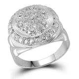 Sterling Silver Mens Round Diamond Circle Fashion Ring 1/10 Cttw