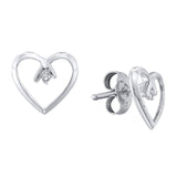 10kt Two-tone Gold Womens Round Diamond Heart Earrings .02 Cttw