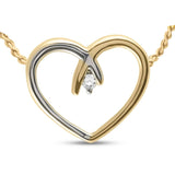 10kt Two-tone Gold Womens Round Diamond Heart Pendant .03 Cttw