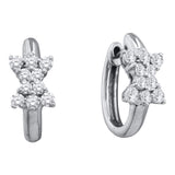 14kt White Gold Womens Round Diamond Cluster Huggie Earrings 1/2 Cttw