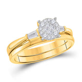 14kt Yellow Gold Princess Diamond Bridal Wedding Ring Band Set 1/4 Cttw