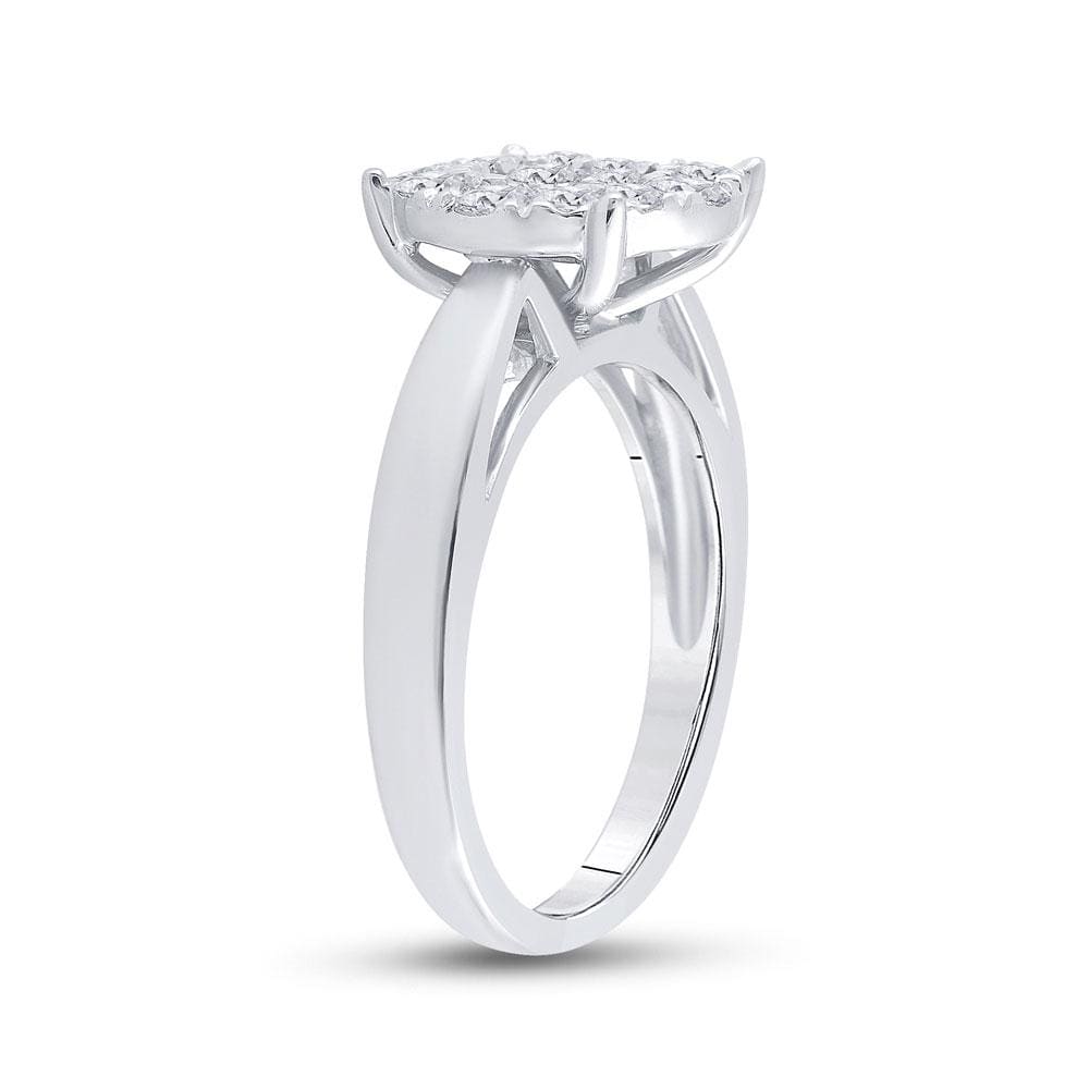 14kt White Gold Princess Diamond Cluster Bridal Wedding Engagement Ring 1 Cttw