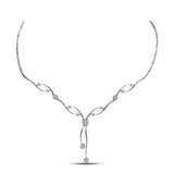 14kt White Gold Womens Round Diamond Y-Shape Cluster Necklace 1-1/2 Cttw