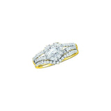 14kt Yellow Gold Round Diamond Heart Bridal Wedding Ring Band Set 1/2 Cttw