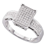 10kt White Gold Round Diamond Rectangle Cluster Bridal Wedding Engagement Ring 1/5 Cttw
