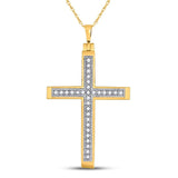 10kt Yellow Gold Womens Round Diamond Cross Religious Pendant 1/12 Cttw