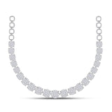 14kt White Gold Womens Princess Diamond Luxury Cluster Necklace 9-1/2 Cttw