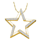 10kt Yellow Gold Womens Round Diamond Star Outline Pendant 1/10 Cttw