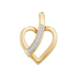 10kt Yellow Gold Womens Round Diamond Heart Pendant .03 Cttw