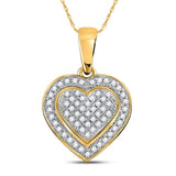 10kt Yellow Gold Womens Round Diamond Heart Pendant 1/4 Cttw