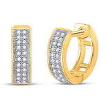 10kt Yellow Gold Womens Round Diamond Huggie Earrings 1/6 Cttw