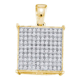 10kt Yellow Gold Womens Round Pave-set Diamond Square Cluster Pendant 1/3 Cttw