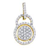 10kt Yellow Gold Womens Round Diamond Circle Frame Cluster Pendant 1/5 Cttw