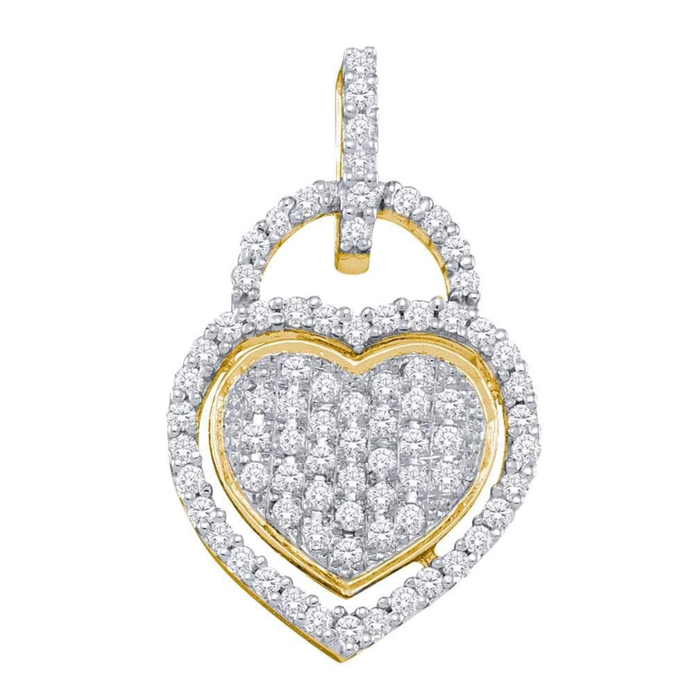 10kt Yellow Gold Womens Round Diamond Heart Lock Pendant 1/4 Cttw