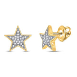 10kt Yellow Gold Womens Round Diamond Star Earrings 1/10 Cttw