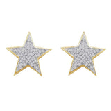 10kt Yellow Gold Womens Round Diamond Star Cluster Stud Earrings 1/4 Cttw