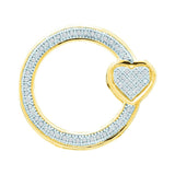 10kt Yellow Gold Womens Round Diamond Circle Heart Pendant 1/6 Cttw