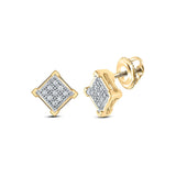 10kt Yellow Gold Womens Round Diamond Kite Square Earrings 1/20 Cttw