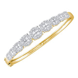 14kt Yellow Gold Womens Princess Round Diamond Bangle Bracelet 3 Cttw