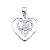 10kt White Gold Womens Round Black Color Enhanced Diamond Heart Love Pendant 1/4 Cttw