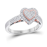 10kt Two-tone Gold Womens Round Diamond Heart Ring 1/3 Cttw