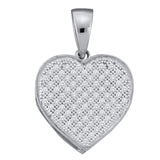 10kt White Gold Womens Round Diamond Classic Heart Cluster Pendant 1/10 Cttw