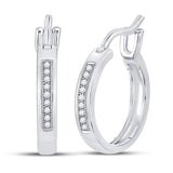 10kt White Gold Womens Round Diamond Hoop Earrings 1/20 Cttw