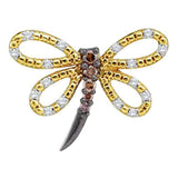 14k Yellow Gold Womens Brown Diamond Dragonfly Bug Insect Pendant 1/4 Cttw