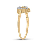 10kt Yellow Gold Womens Round Diamond Double Heart Ring 1/20 Cttw