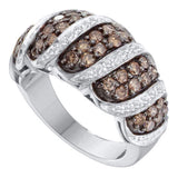14kt White Gold Womens Round Brown Diamond Cascading Band Ring 1-1/2 Cttw