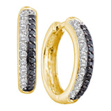 14kt Yellow Gold Womens Round Black Color Enhanced Diamond Hoop Earrings 5/8 Cttw