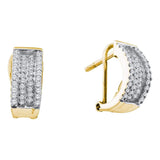 14kt Yellow Gold Womens Round Diamond Huggie French-clip Earrings 1/2 Cttw