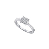 10kt White Gold Womens Round Diamond Square Cluster Ring 1/20 Cttw