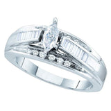 14kt White Gold Marquise Diamond Solitaire Bridal Wedding Engagement Ring 1/2 Cttw
