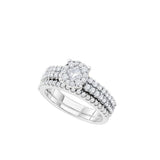 14kt White Gold Womens Princess Round Diamond Soleil Bridal Wedding Engagement Ring Band Set 1.00 Cttw