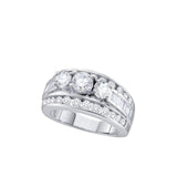 14kt White Gold Round Diamond 3-stone Bridal Wedding Engagement Ring 2 Cttw
