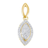 10kt Yellow Gold Womens Round Diamond Pointed Oval Pendant 1/6 Cttw