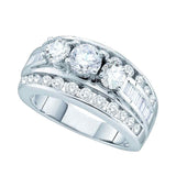 14k White Gold Round Diamond 3-stone Bridal Wedding Engagement Ring 1 Cttw