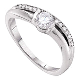 14kt White Gold Round Diamond Solitaire Bridal Wedding Engagement Ring 3/8