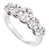 14kt White Gold Womens Round Diamond Five Flower Cluster Ring 1 Cttw